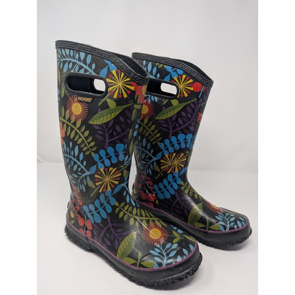 Bogs Women's Floral Rain Boots Sz 7 Waterproof Tall Cottagecore Garden Boho